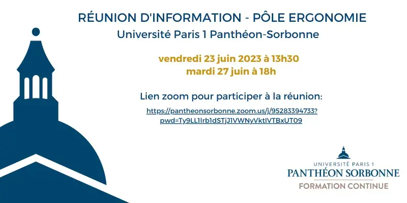 Réunion d'information zoom pour le Master 2 Ergonomie, Organisation et Espaces du Travail le 23 juin à 13h30